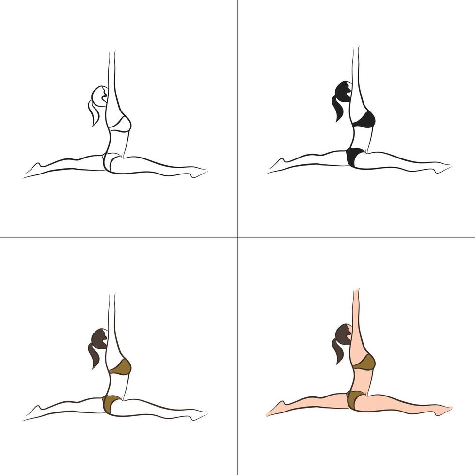 silhouette et dessin au trait du corps de la belle femme et de la collection de modèles de logo de fitness féminin vecteur