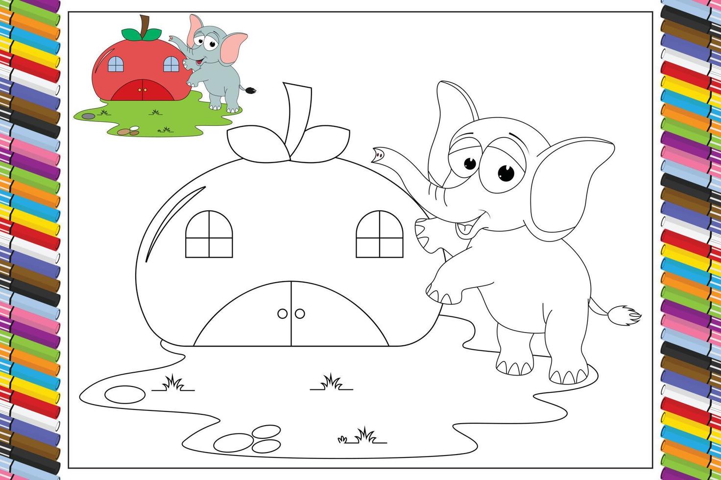 coloriage de dessin animé animal mignon pour les enfants vecteur