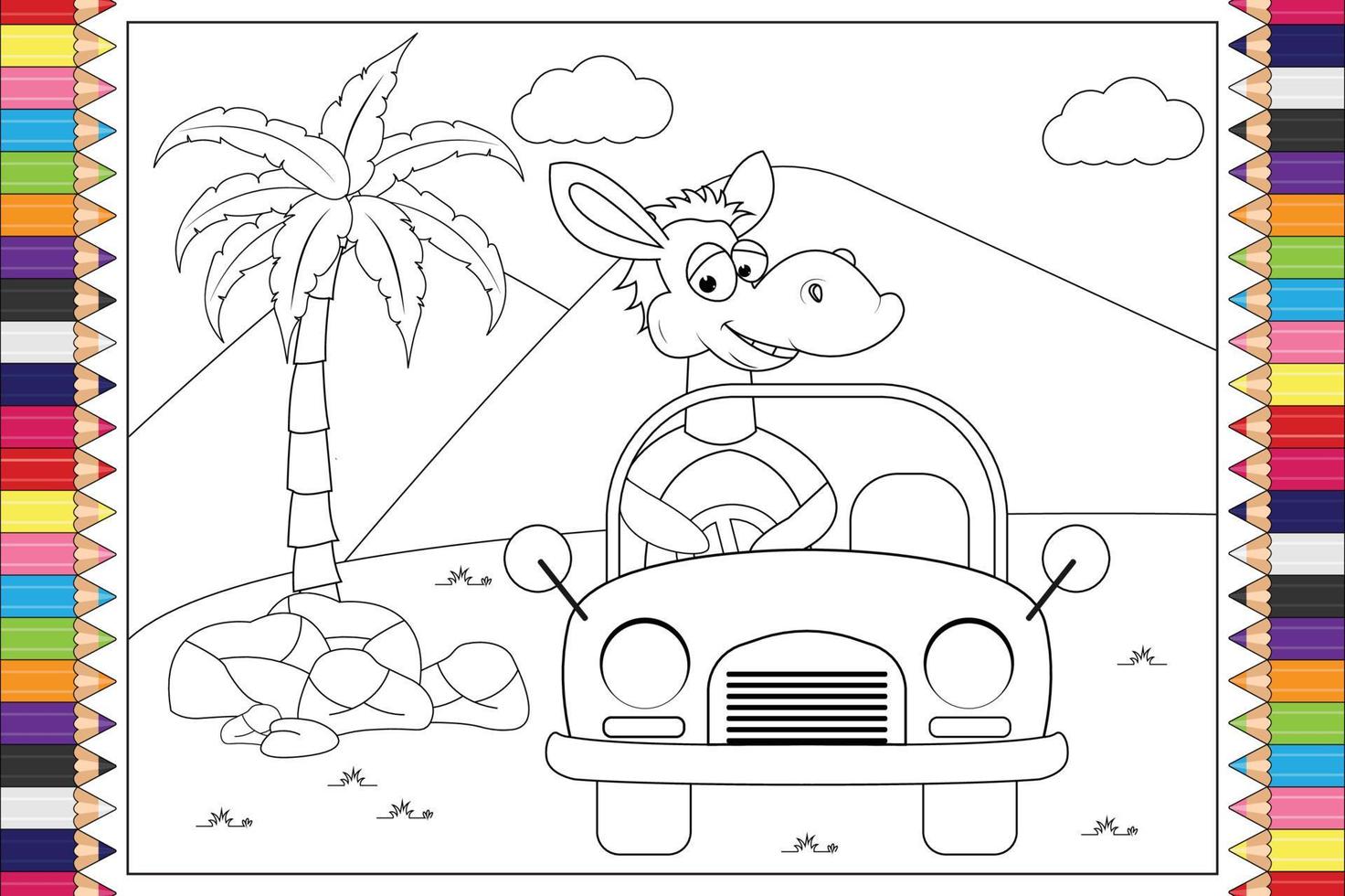 coloriage de dessin animé animal mignon pour les enfants vecteur