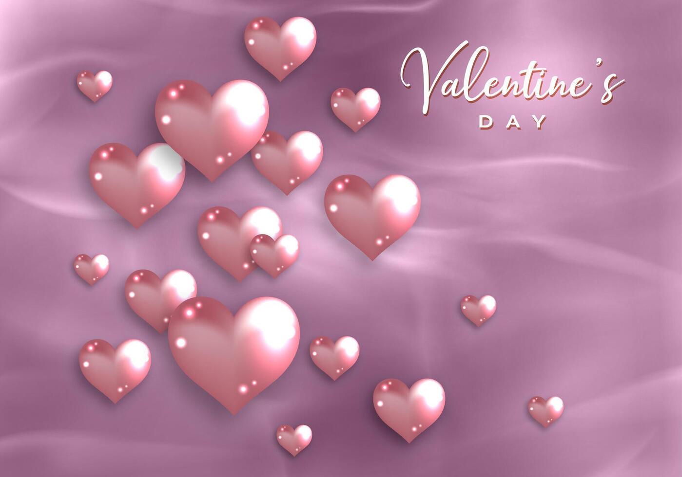 content valentines journée élégant carte. 3d brillant rose verre cœurs sur vieux Rose papier Contexte. mode vacances affiche, bijoux. concept pour valentines bannière, prospectus, fête invitation, bijoux cadeau magasin vecteur