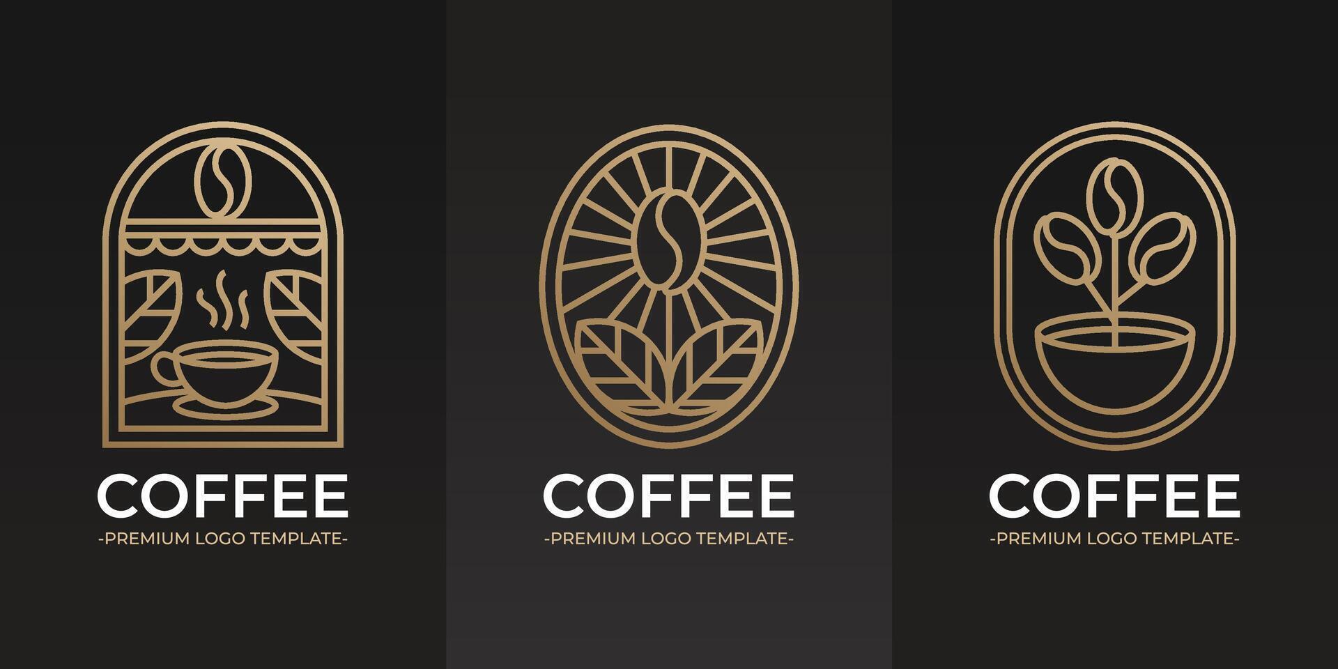 Créatif ligne art café logo collection ensemble vecteur