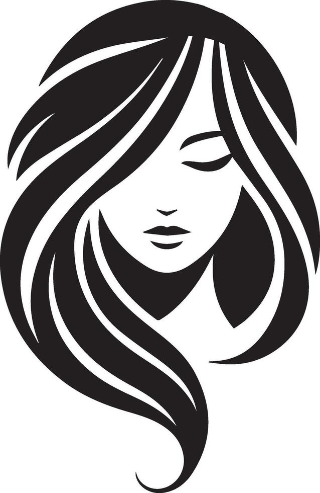 femme visage silhouette vecteur icône