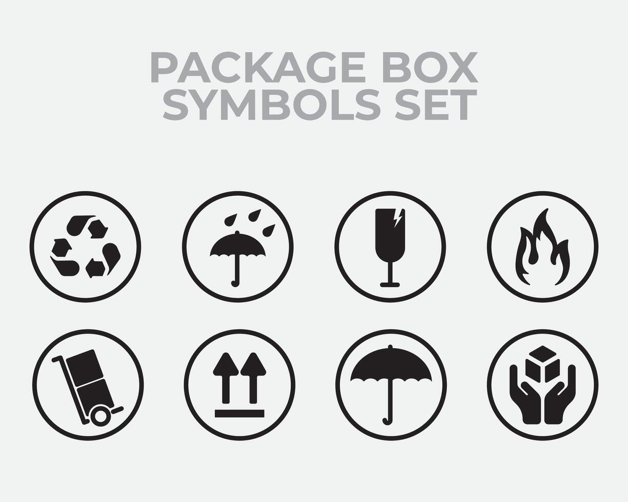 une ensemble de six symboles pour paquet boîte vecteur