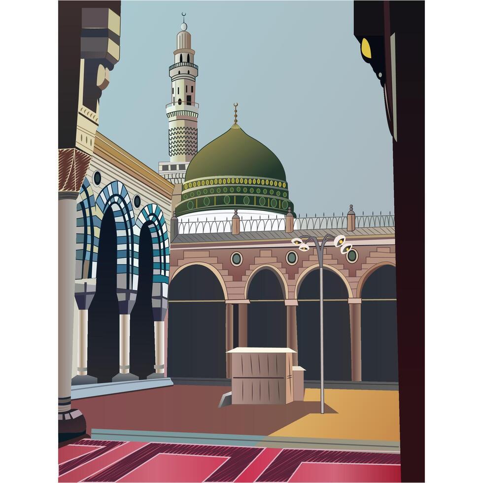 vecteur illustration de masjid Nabawi dans madina