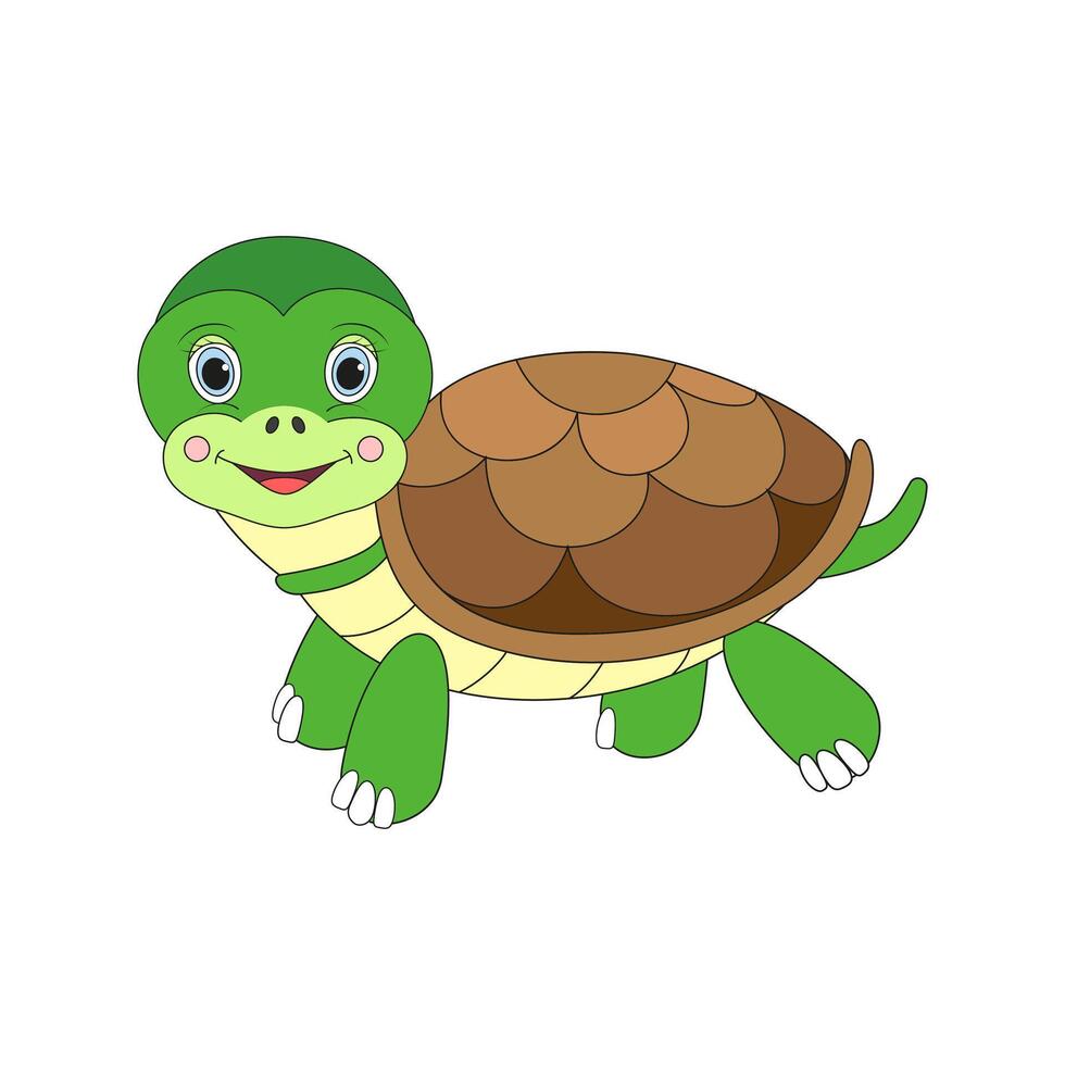 dessin animé mignonne mer tortue. vecteur marrant animal. plat icône.