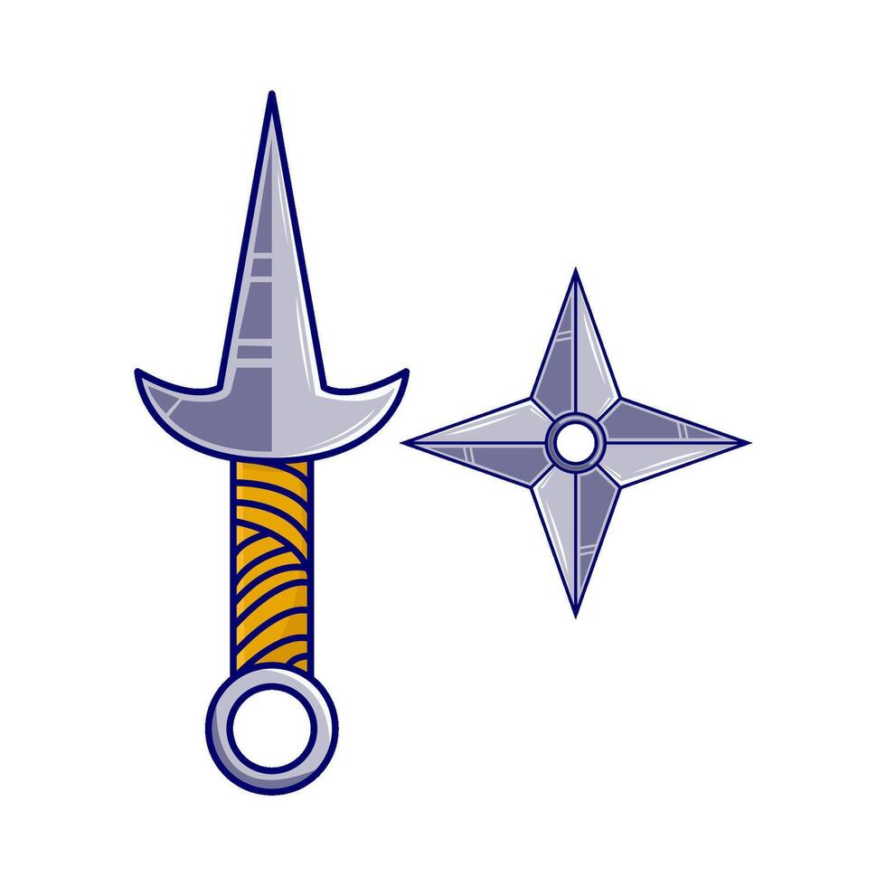 shuriken avec kunai illustration vecteur