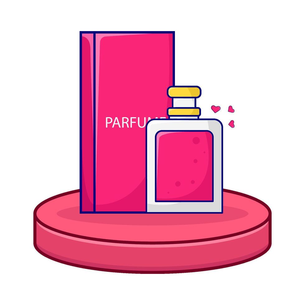 bouteille parfum avec boîte emballage dans afficher illustration vecteur