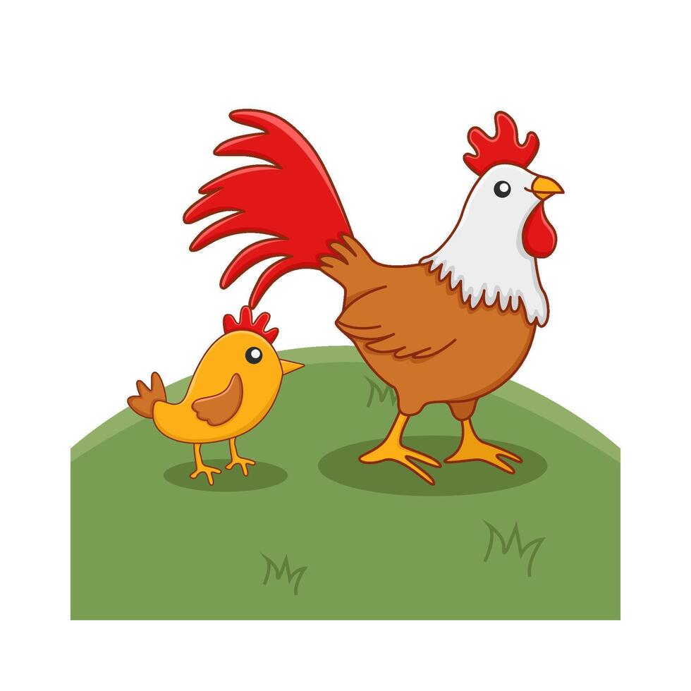 coq animal avec poussins illustration vecteur