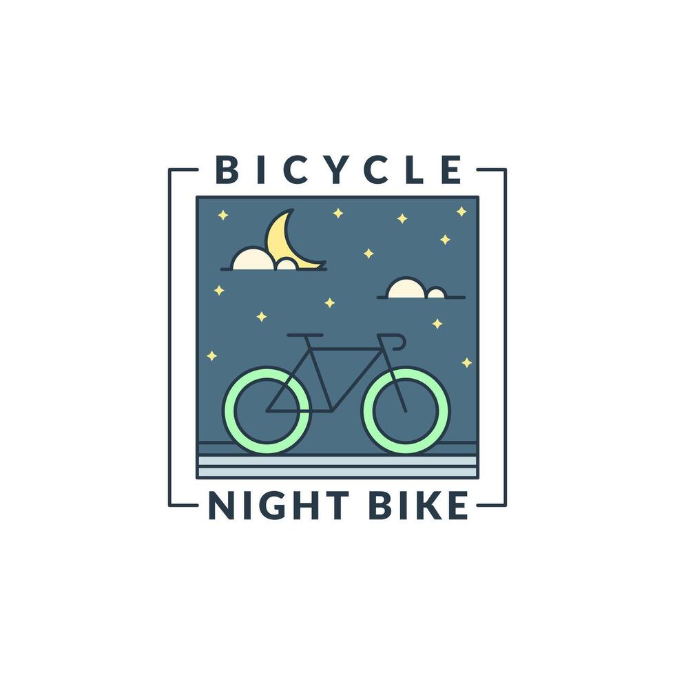 cyclisme de nuit monoline ou illustration vectorielle de style art en ligne vecteur