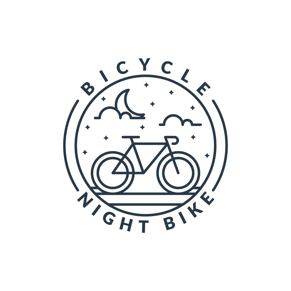 cyclisme de nuit monoline ou illustration vectorielle de style art en ligne vecteur