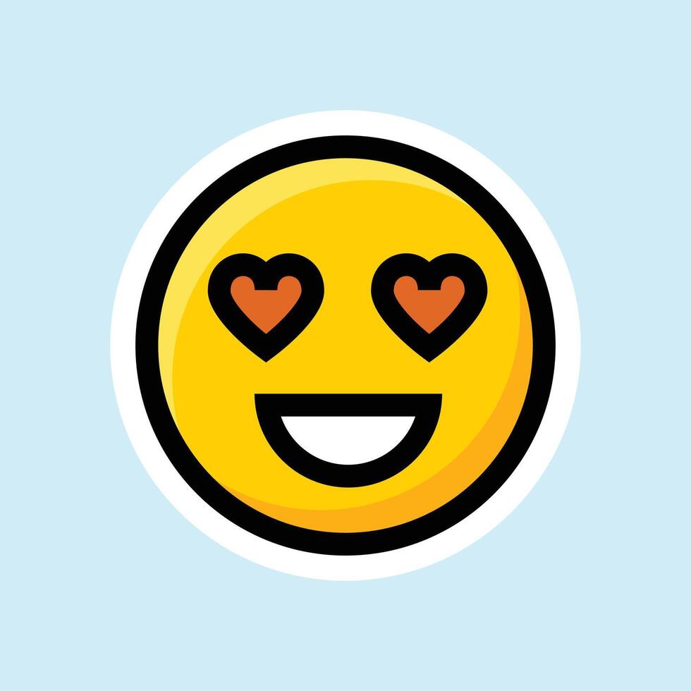 Jaune emoji icône avec noir contour vecteur illustration