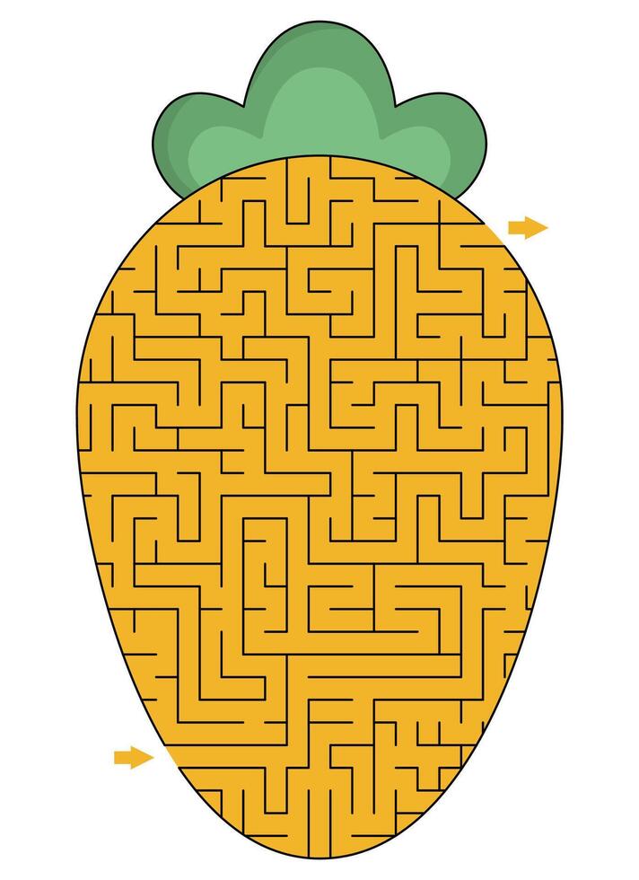 Labyrinthe en forme de comme carotte pour enfants. préscolaire imprimable activité avec gros légume. géométrique labyrinthe Jeu ou puzzle vecteur