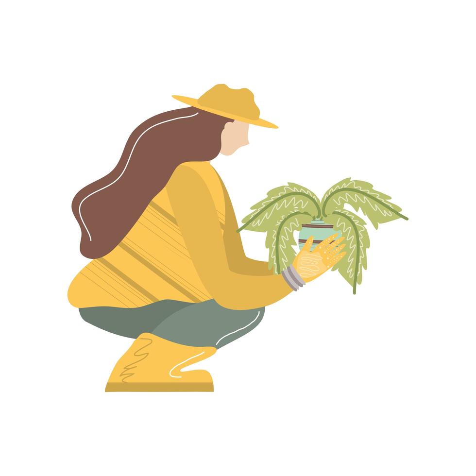 Jardinière jardinière avec plante en pot vecteur