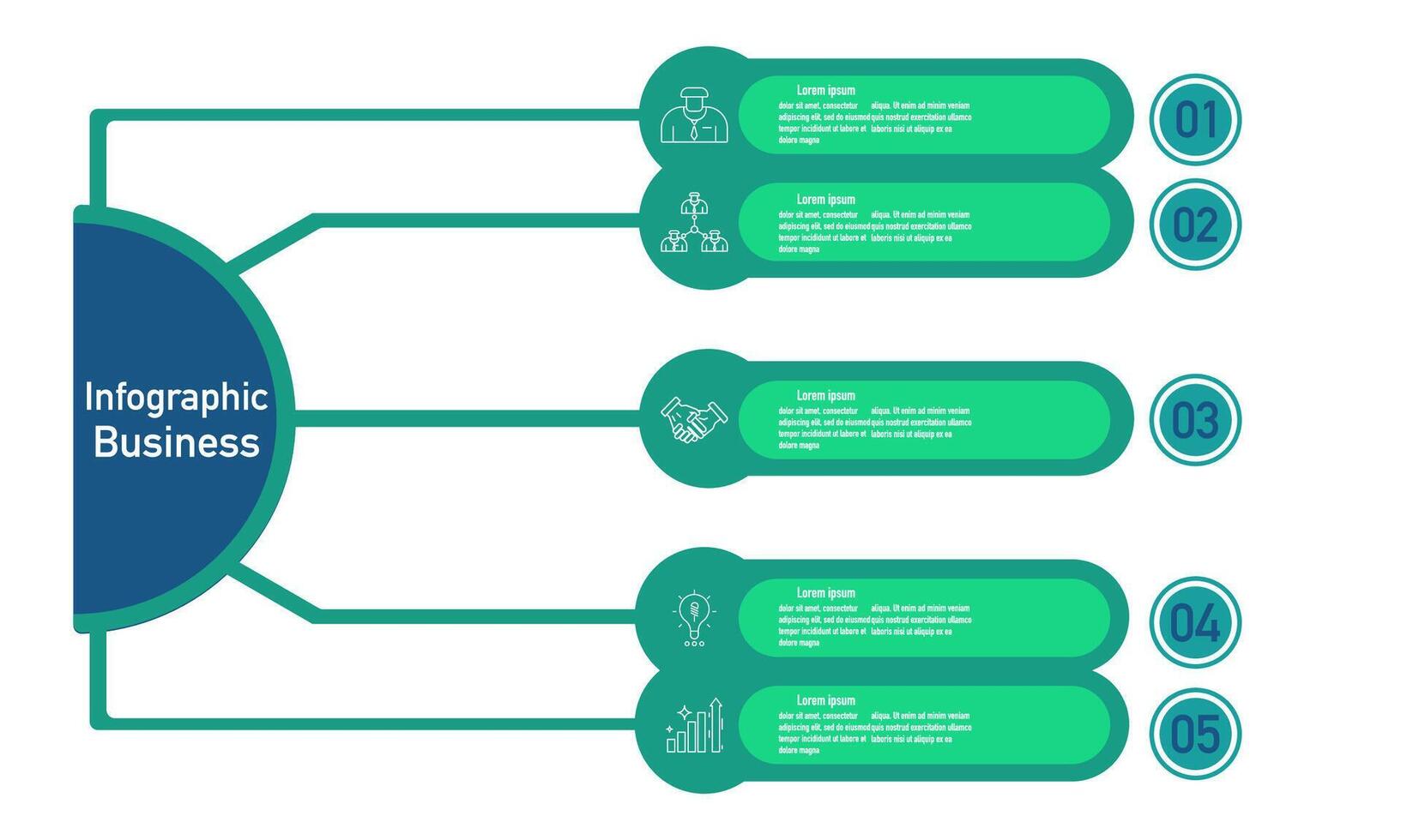 infographie modèle pour affaires information présentation. vecteur carré et icône éléments. moderne flux de travail diagrammes. rapport plan 5 les sujets