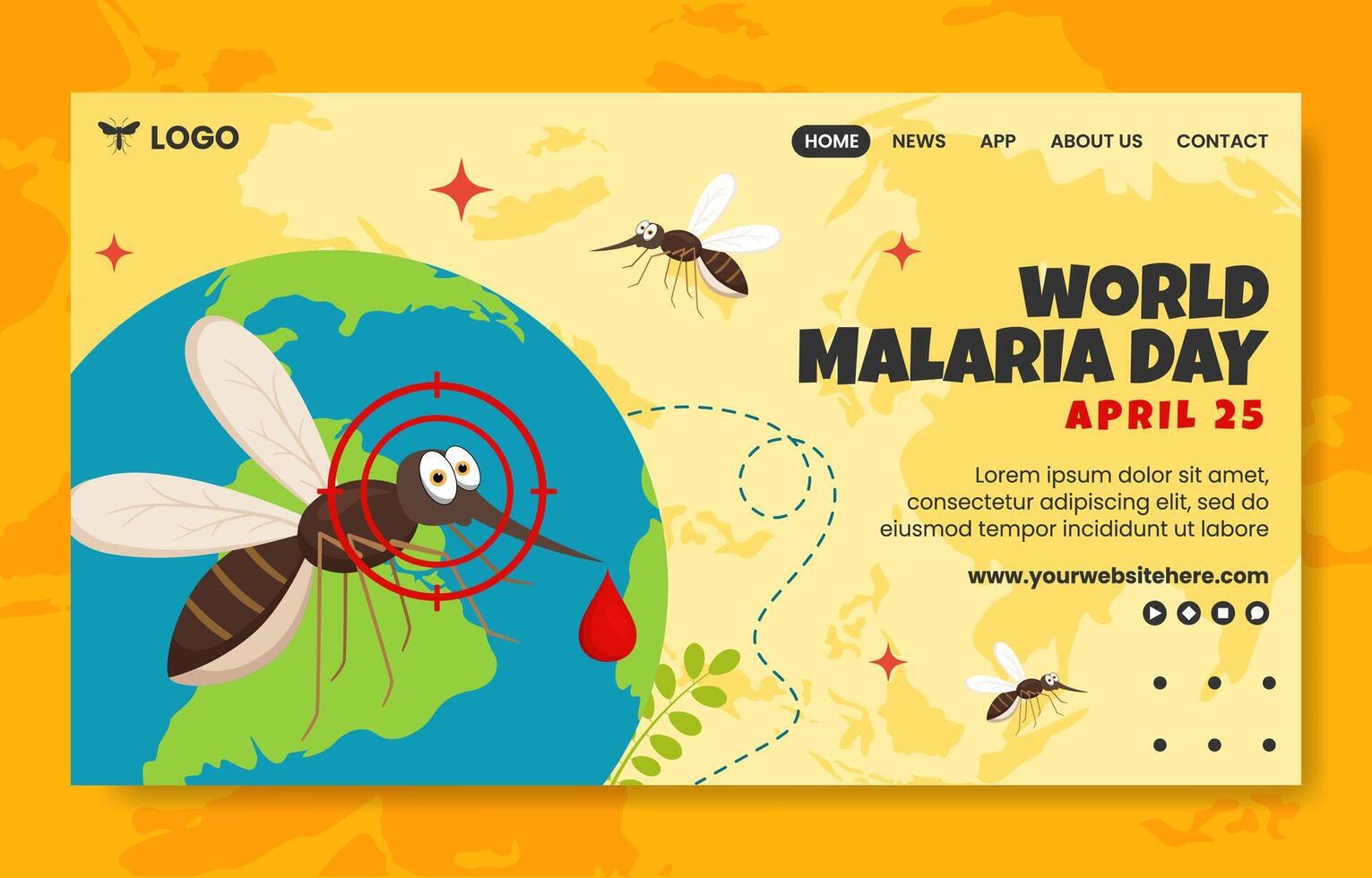 paludisme journée social médias atterrissage page dessin animé main tiré modèles Contexte illustration vecteur