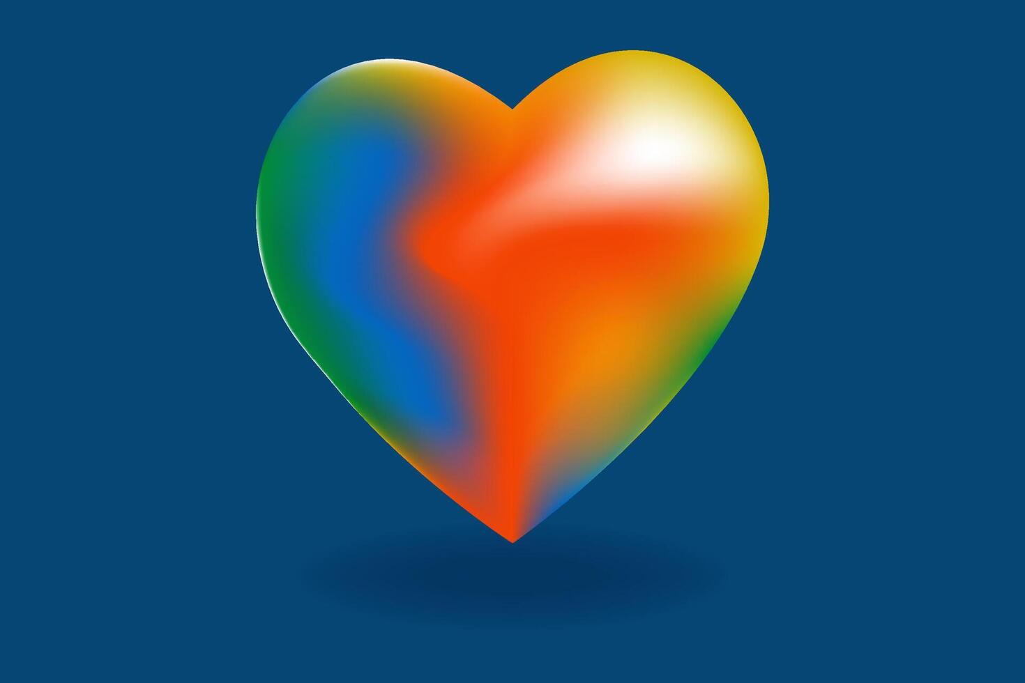 3d vecteur forme de cœur dans arc en ciel chaleur carte couleurs pente sur bleu Contexte. branché futuriste élément parfait pour abstrait conceptions, la toile, imprimer, médias