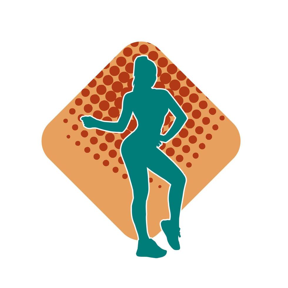 silhouette de une décontractée femelle dans une dansant pose. silhouette de une Danseur femme dans action pose. vecteur