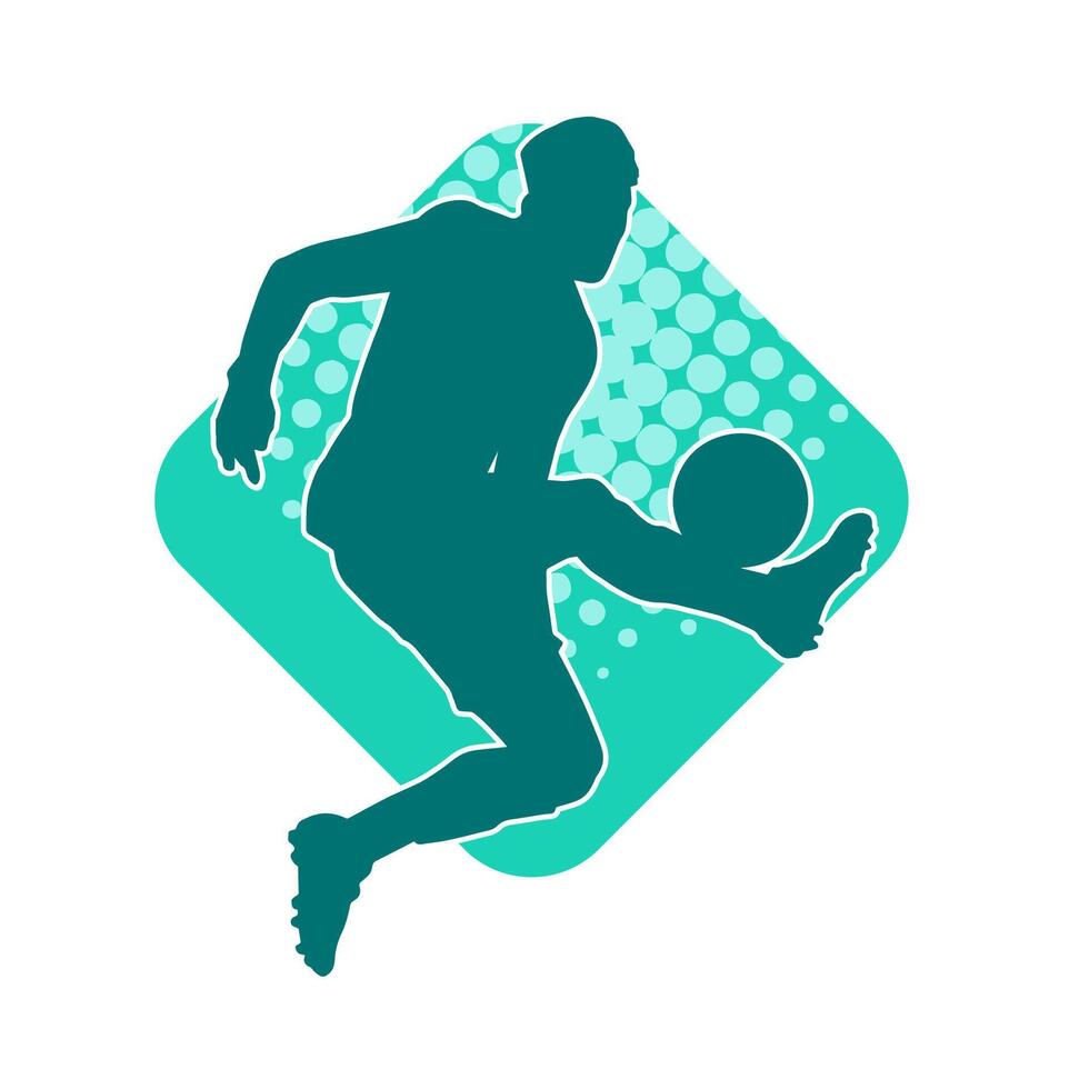 silhouette de une Masculin football joueur coups de pied une balle. silhouette de une Football joueur dans action pose. vecteur