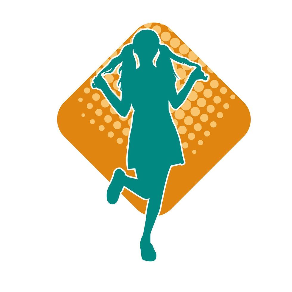 silhouette de une svelte femelle modèle portant décontractée tenue permanent dans féminin pose. vecteur