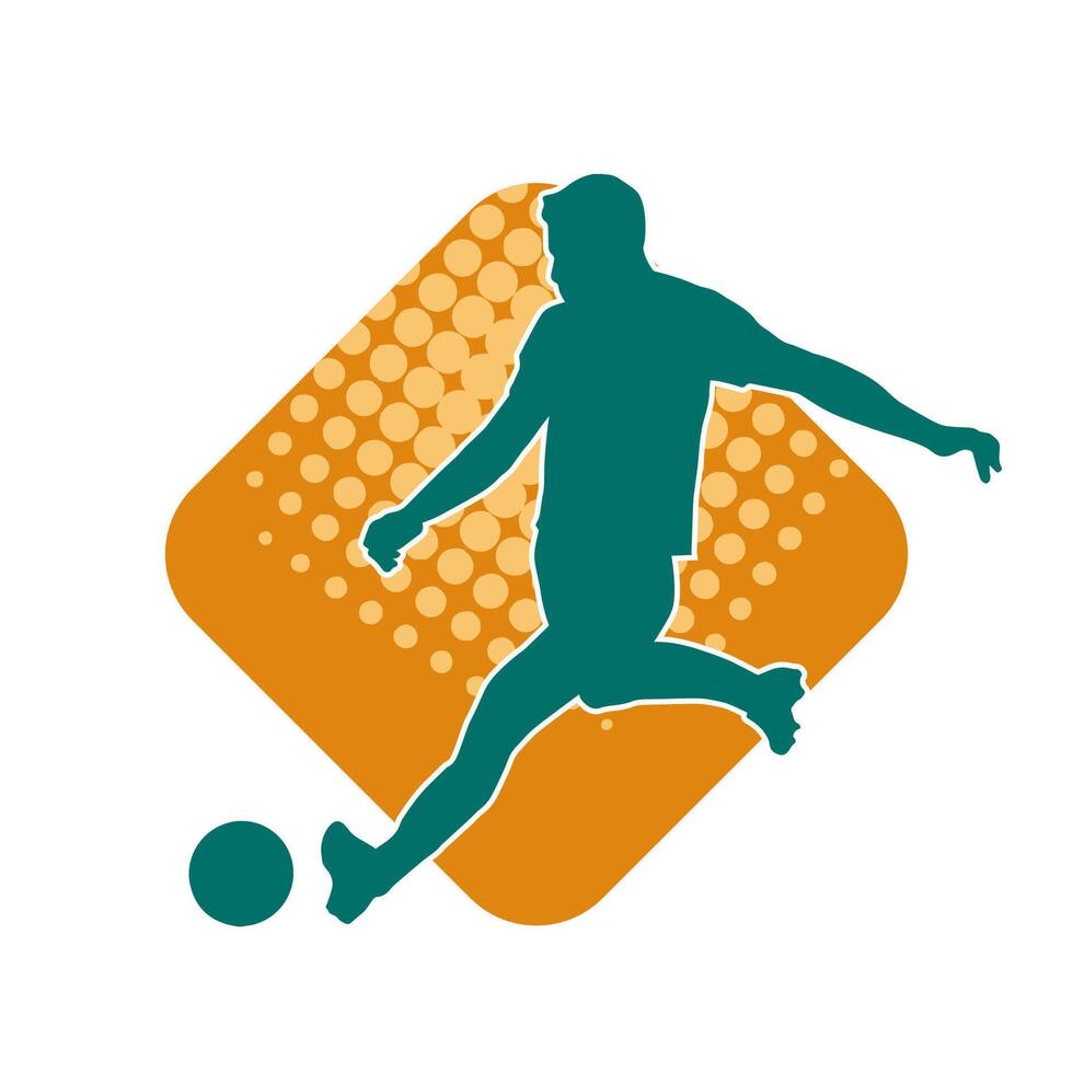 silhouette de une Masculin football joueur coups de pied une balle. silhouette de une Football joueur dans action pose. vecteur