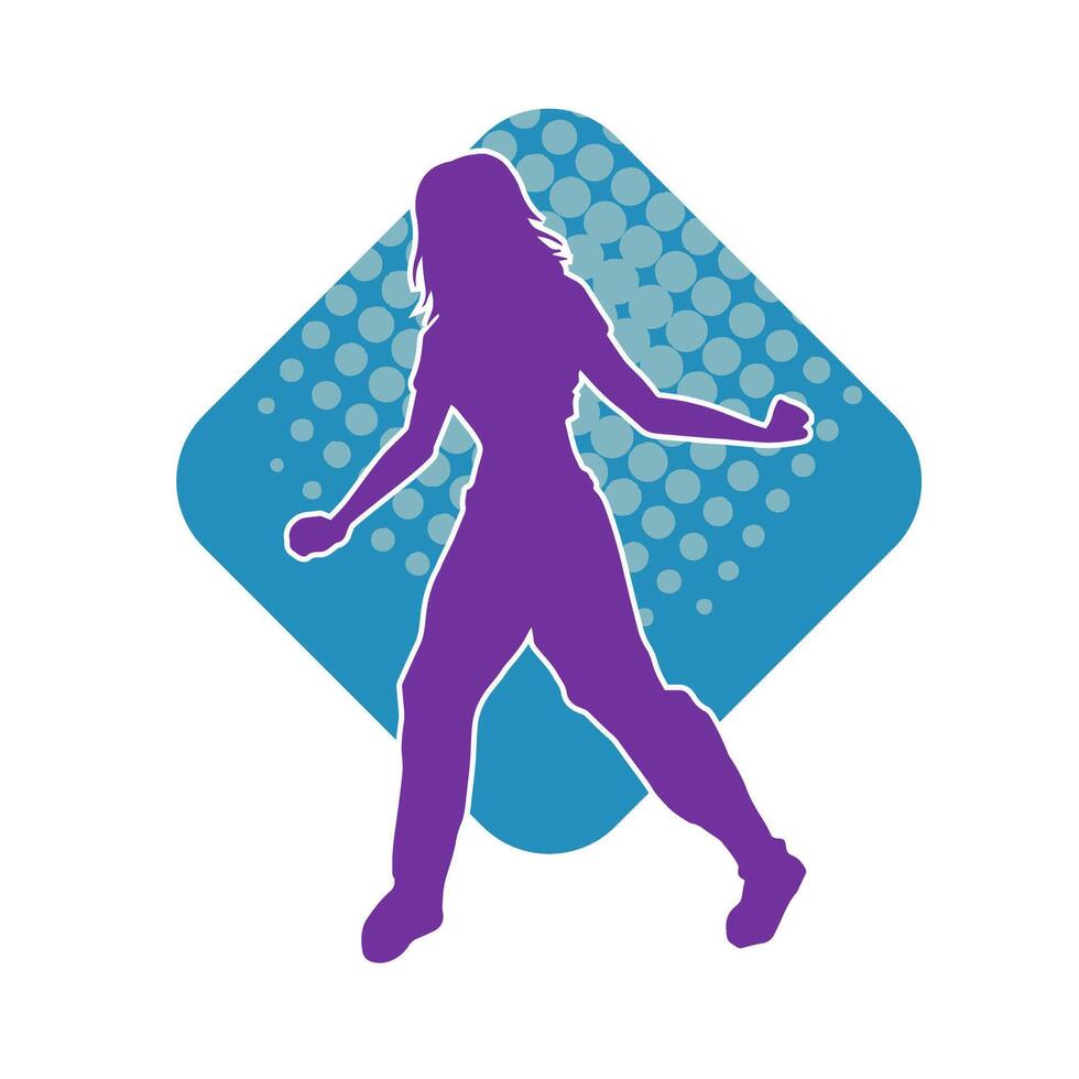 silhouette de une femelle Danseur dans action pose. silhouette de une svelte femme dans dansant pose. vecteur