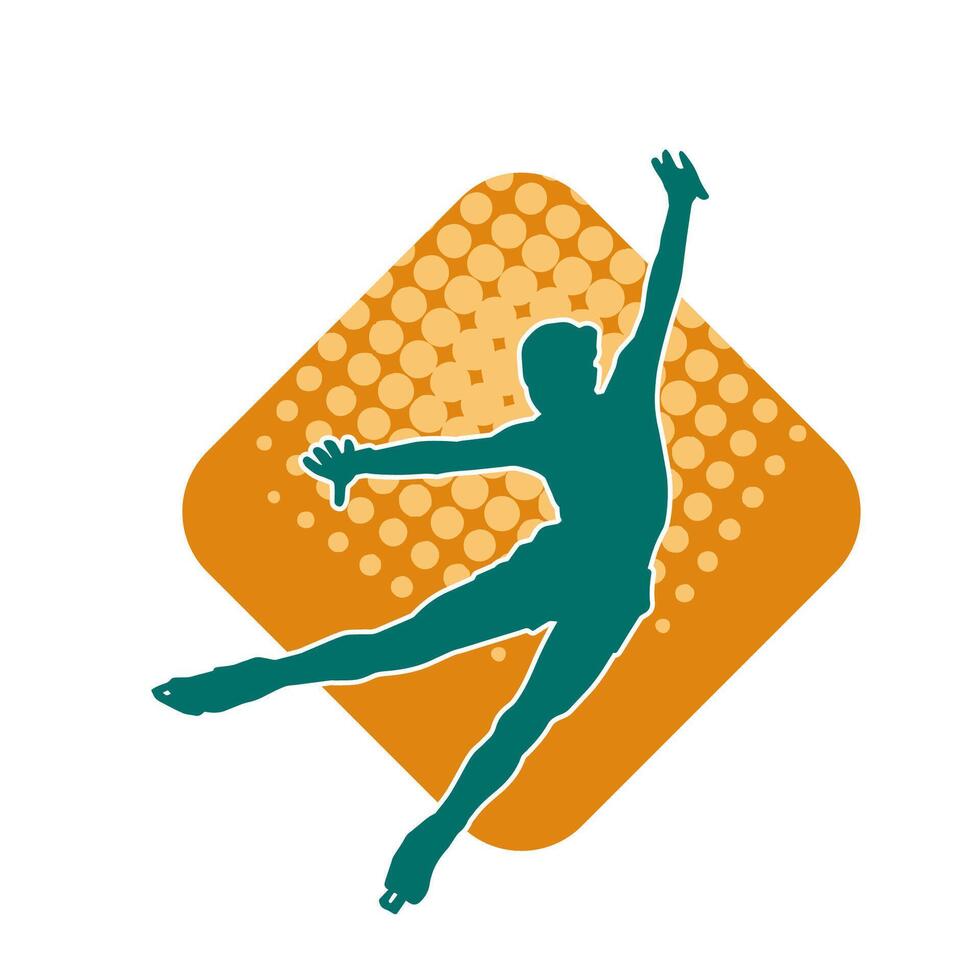 silhouette de une svelte femelle la glace patin gymnastique Danseur dans action pose. vecteur