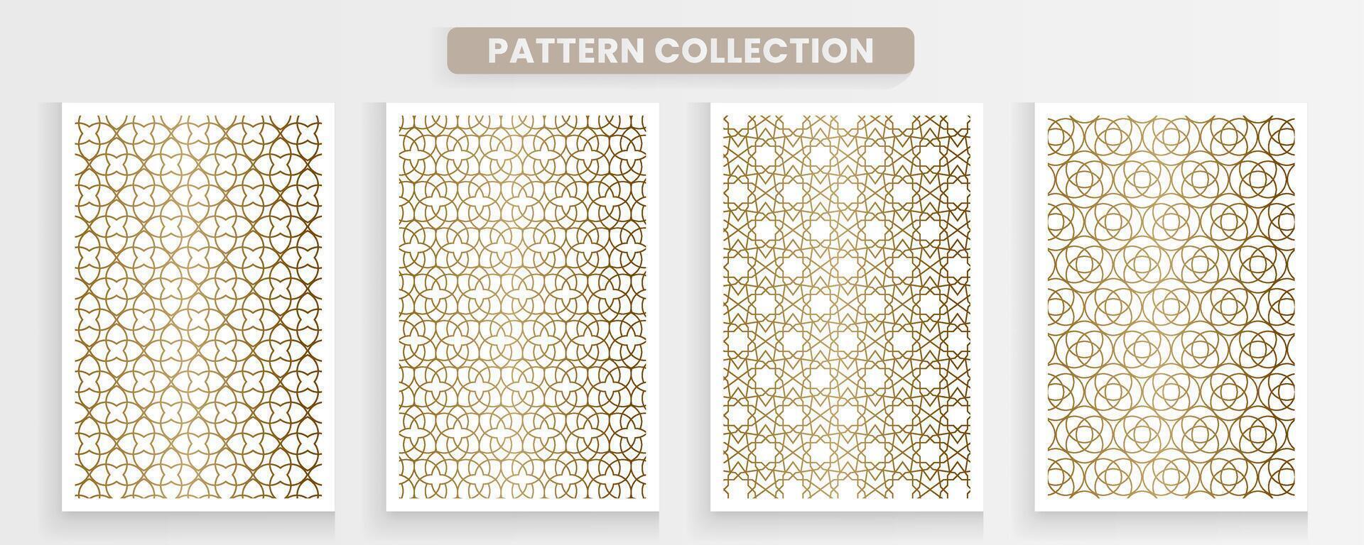 collection de arabe ornement motifs sur une blanc arrière-plan, luxueux or couleur. vecteur