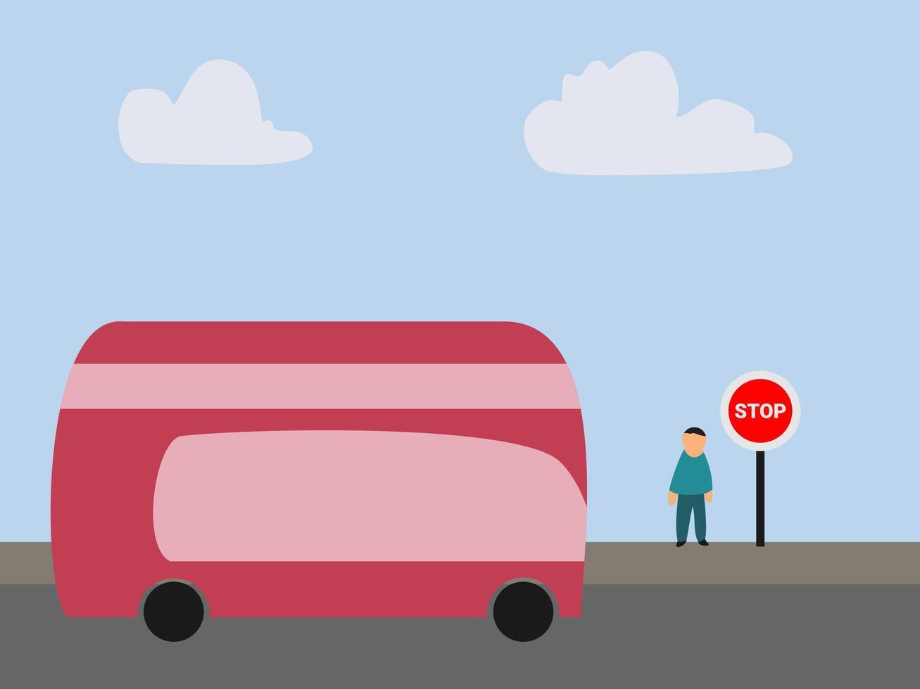 plat conception et autobus balade vecteur illustration