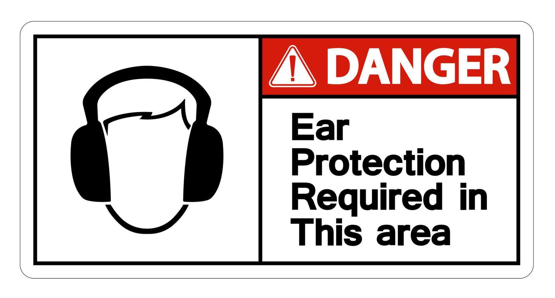 Protection auditive de danger requise dans cette zone symbole signe sur fond blanc, illustration vectorielle vecteur