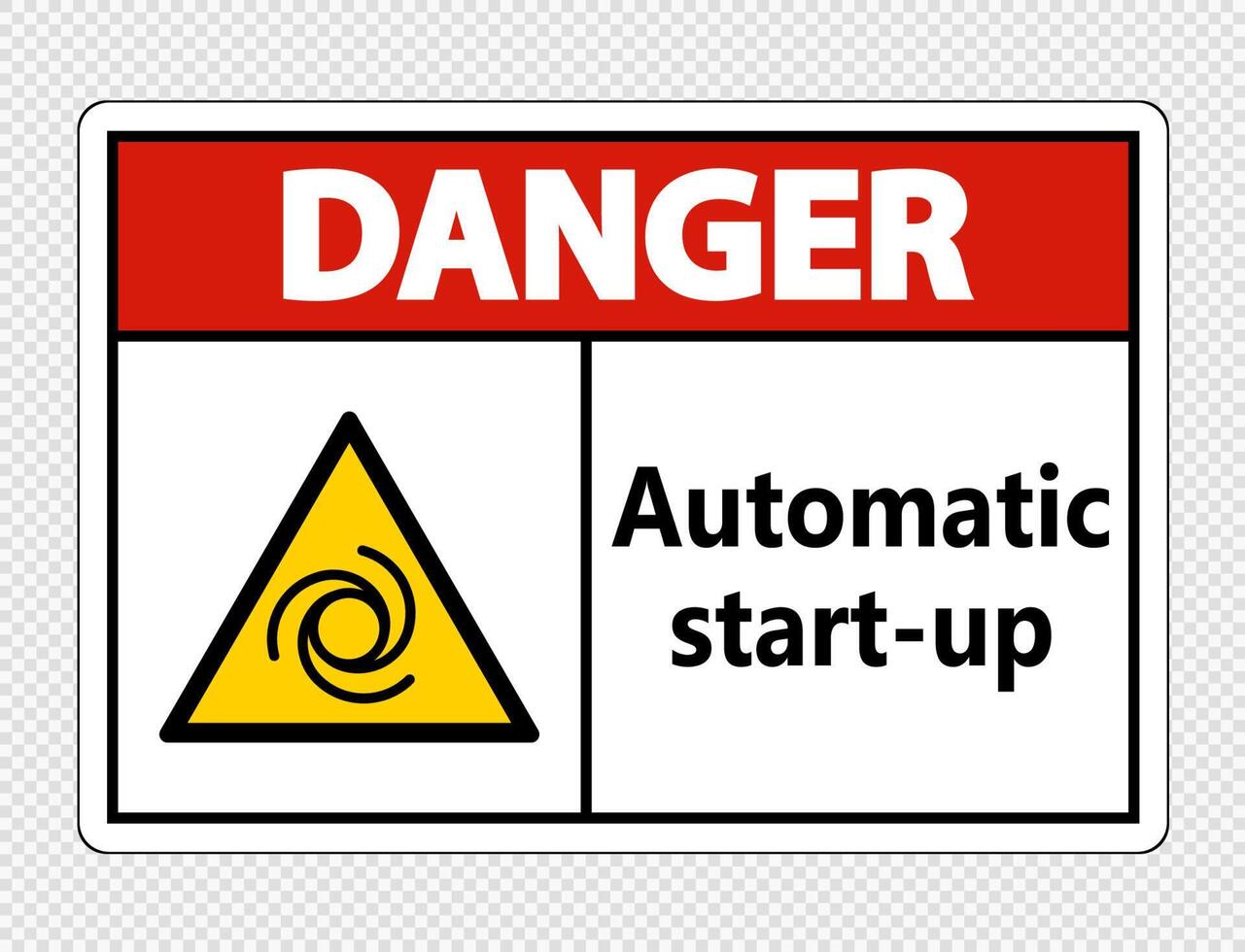 signe de démarrage automatique de danger sur fond transparent vecteur