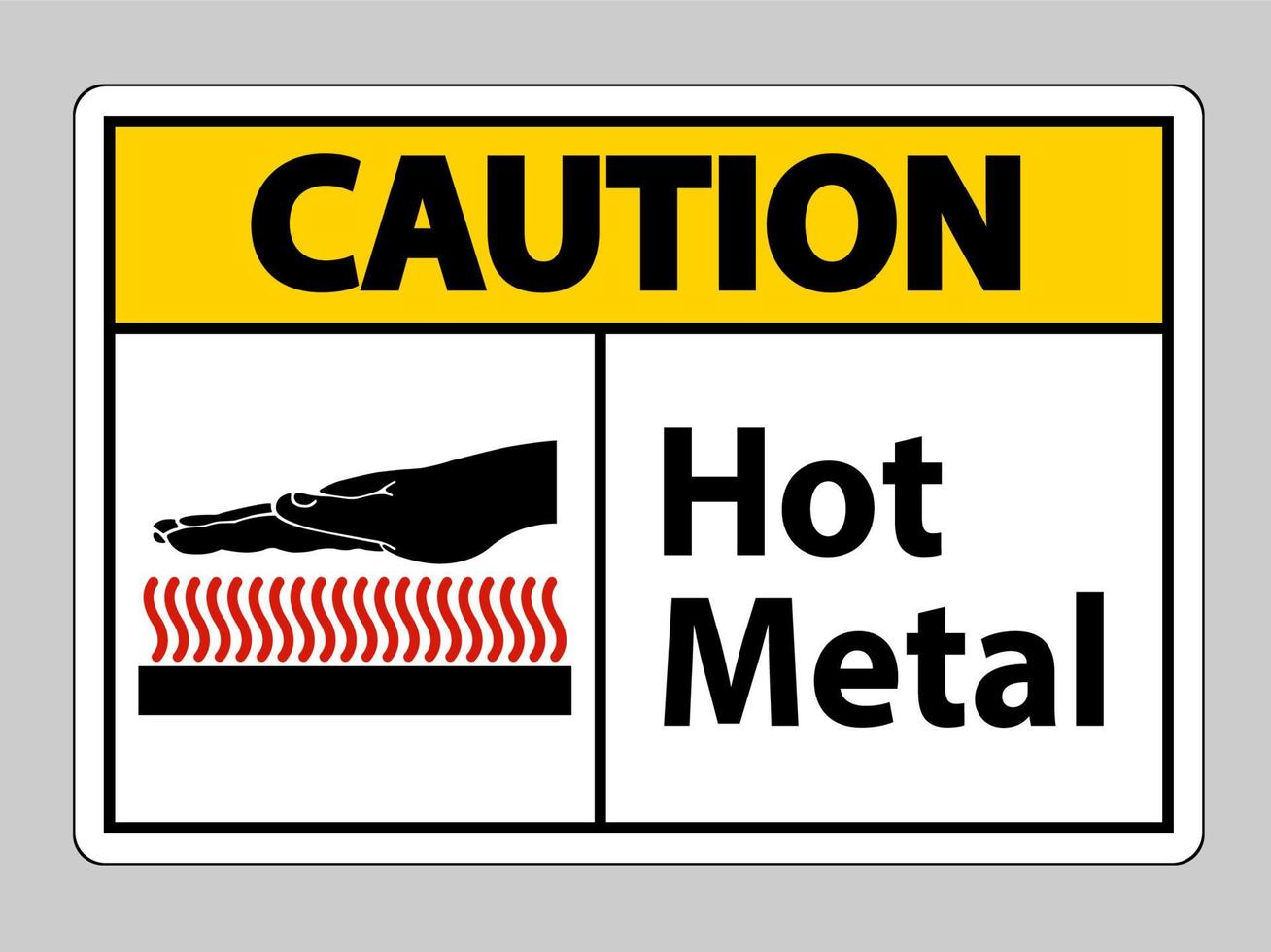 Attention signe de symbole métal chaud isolé sur fond blanc vecteur