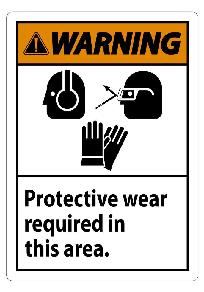 panneau d'avertissement porter un équipement de protection dans cette zone avec des symboles ppe vecteur