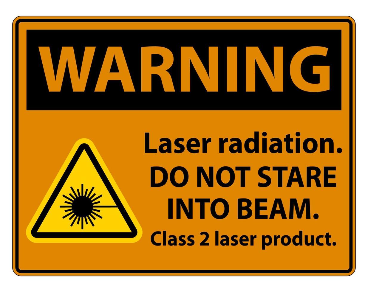 avertissement de rayonnement laser, ne pas regarder dans le faisceau, signe de produit laser de classe 2 sur fond blanc vecteur