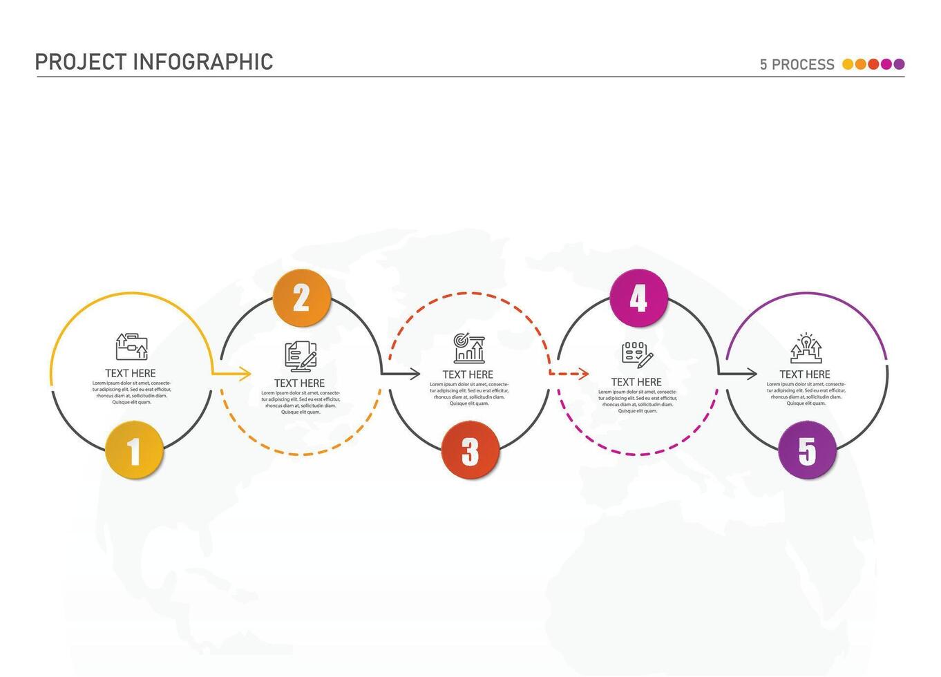 infographie processus conception avec Icônes et 5 les options ou pas. vecteur