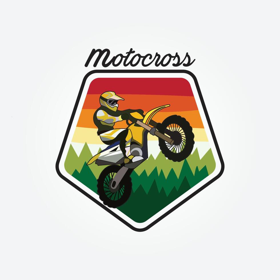 aventure saleté bicyclette badge motocross logo vecteur illustration conception, intelligent Créatif icône autocollant symbole