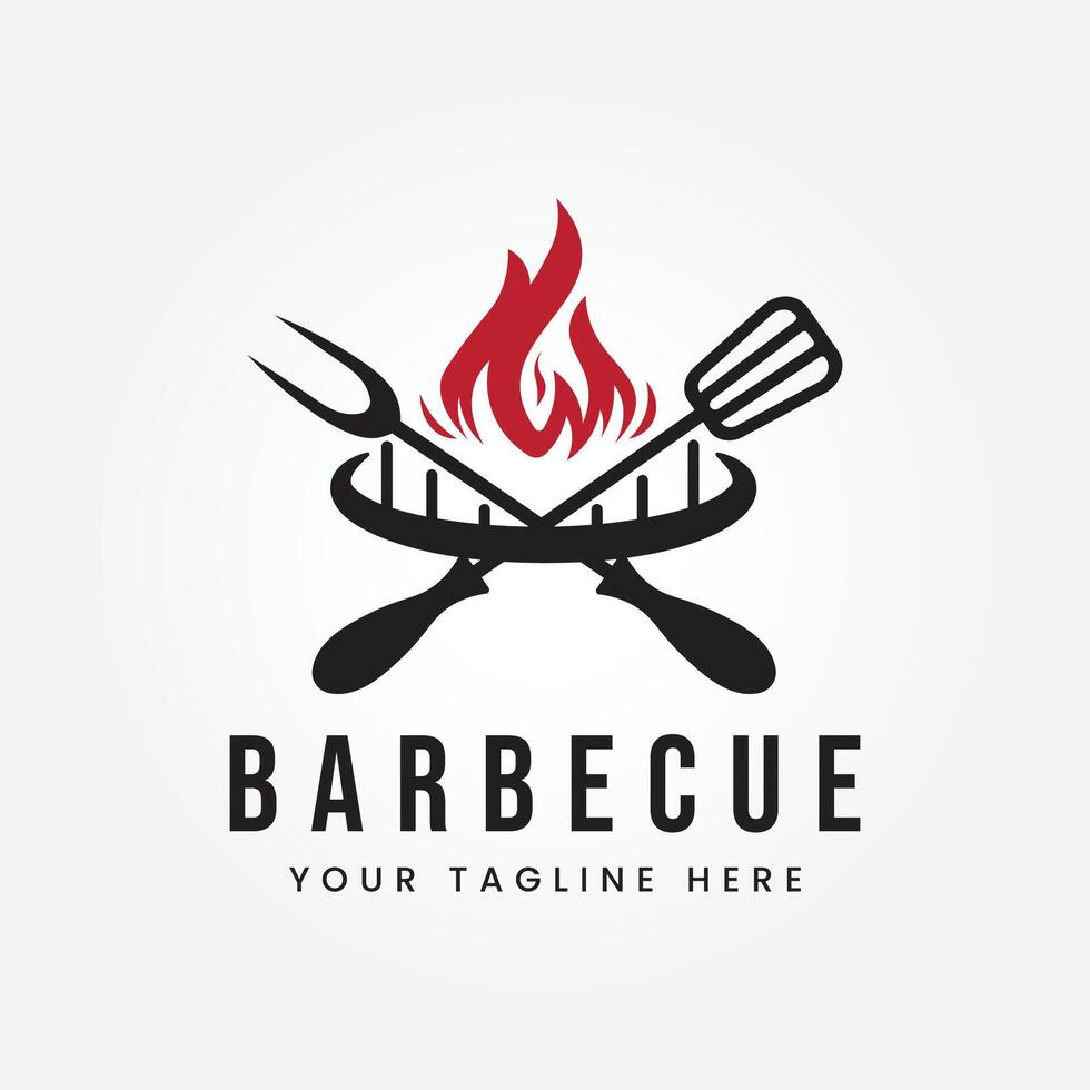 fumé barbecue, gril, logo vecteur illustration conception