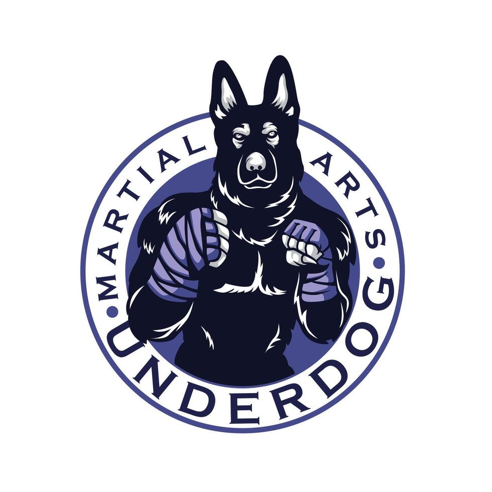chien martial les arts les athlètes badge logo vecteur illustration