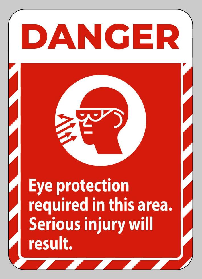 signe de danger protection des yeux requise dans cette zone, des blessures graves en résulteront vecteur