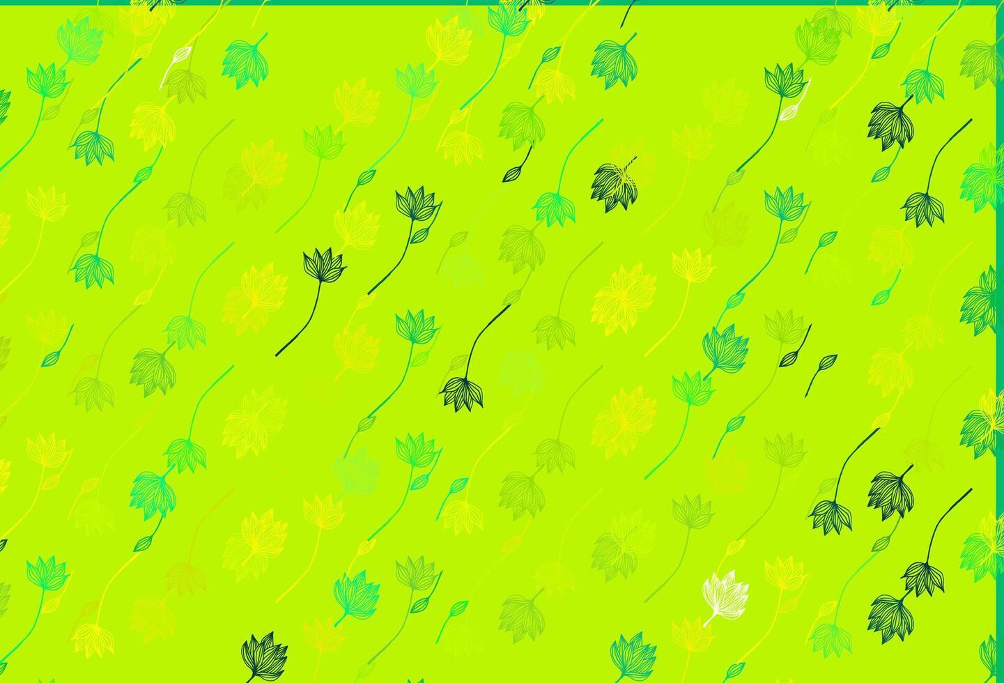 toile de fond doodle vecteur vert clair, jaune.