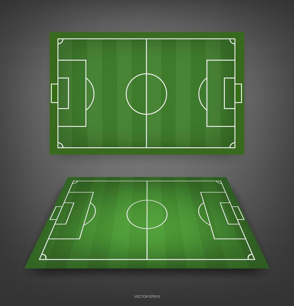 terrain de football ou fond de terrain de football. terrain de gazon vert pour créer un match de football. vecteur. vecteur