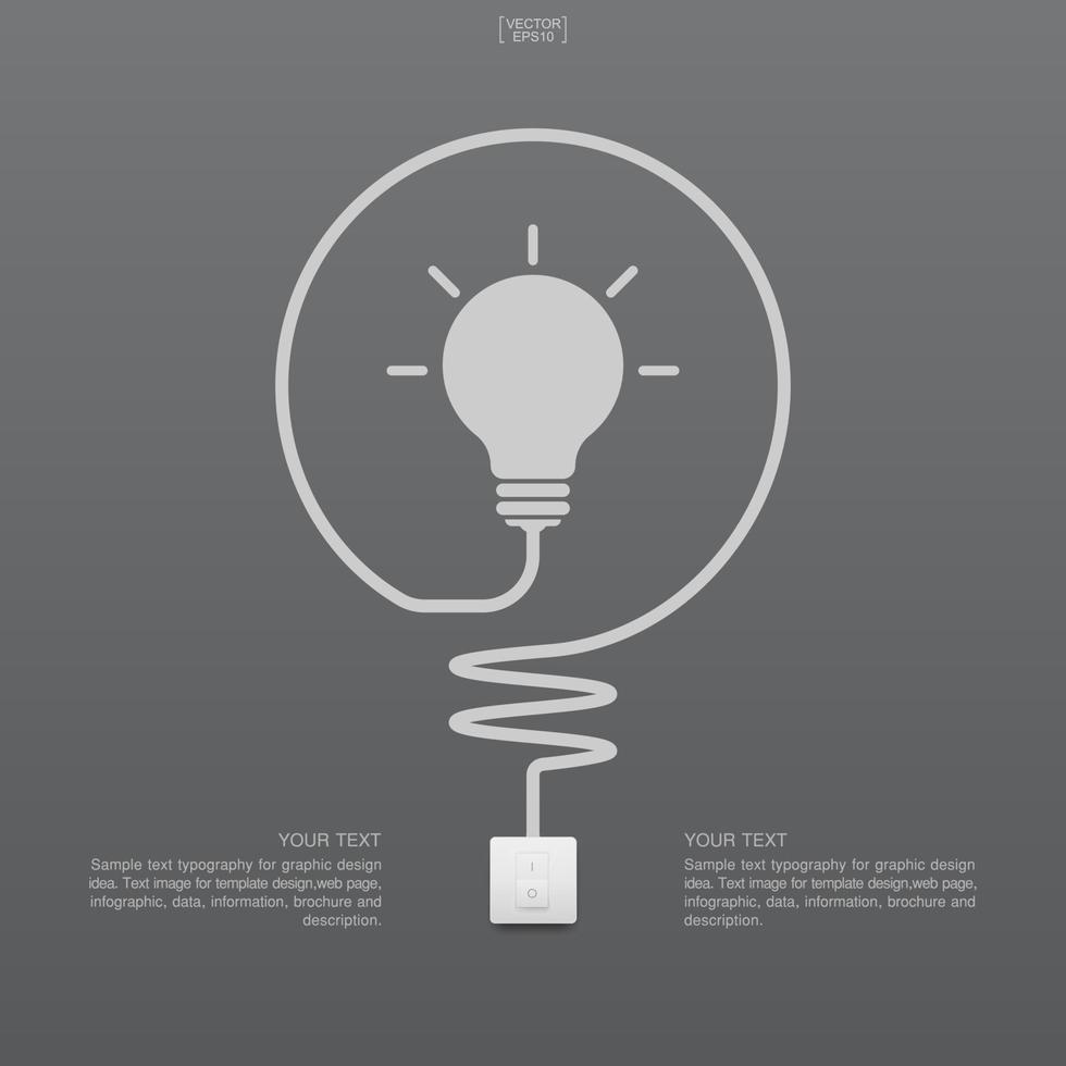 symbole abstrait d'ampoule et interrupteur d'éclairage sur fond gris. lampe et interrupteur. vecteur. vecteur