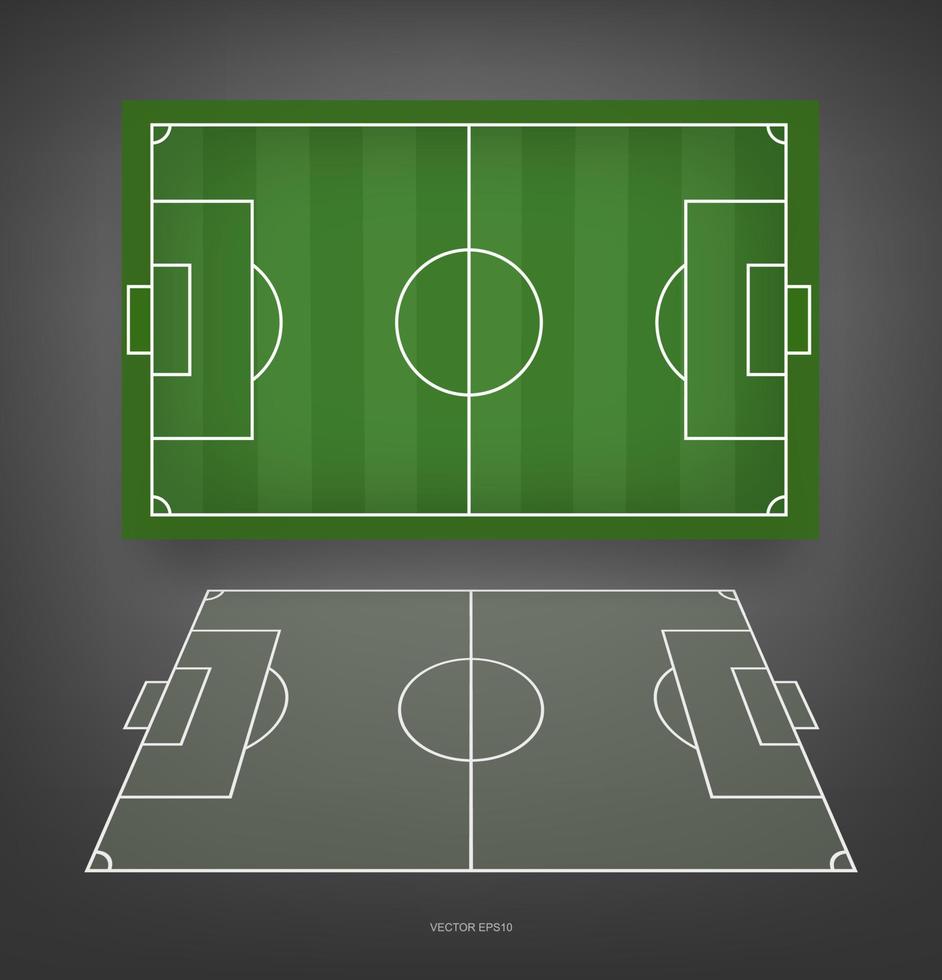 terrain de football ou fond de terrain de football. terrain de gazon vert pour créer un match de football. vecteur. vecteur