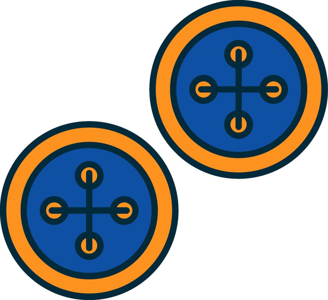 boutons ligne rempli deux couleurs icône vecteur
