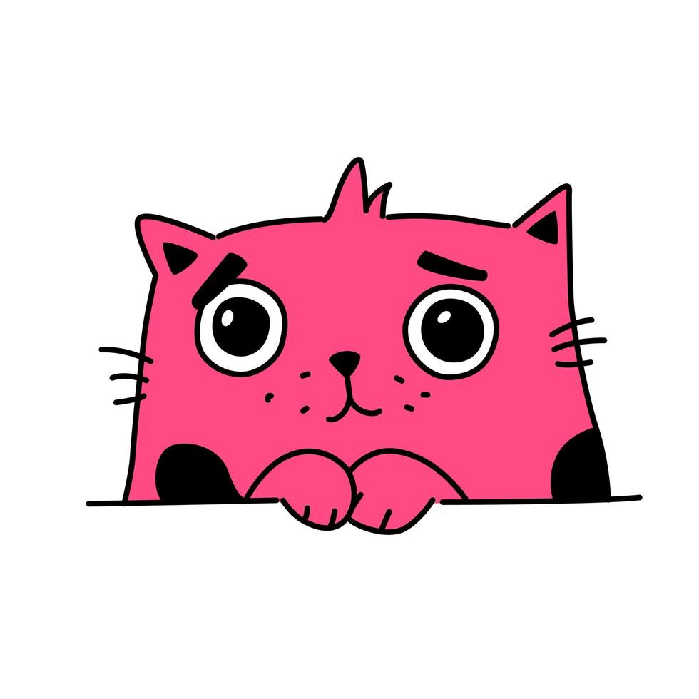 illustration d'un chaton mignon. vecteur. chat mignon rose. style kawaii plat. vecteur