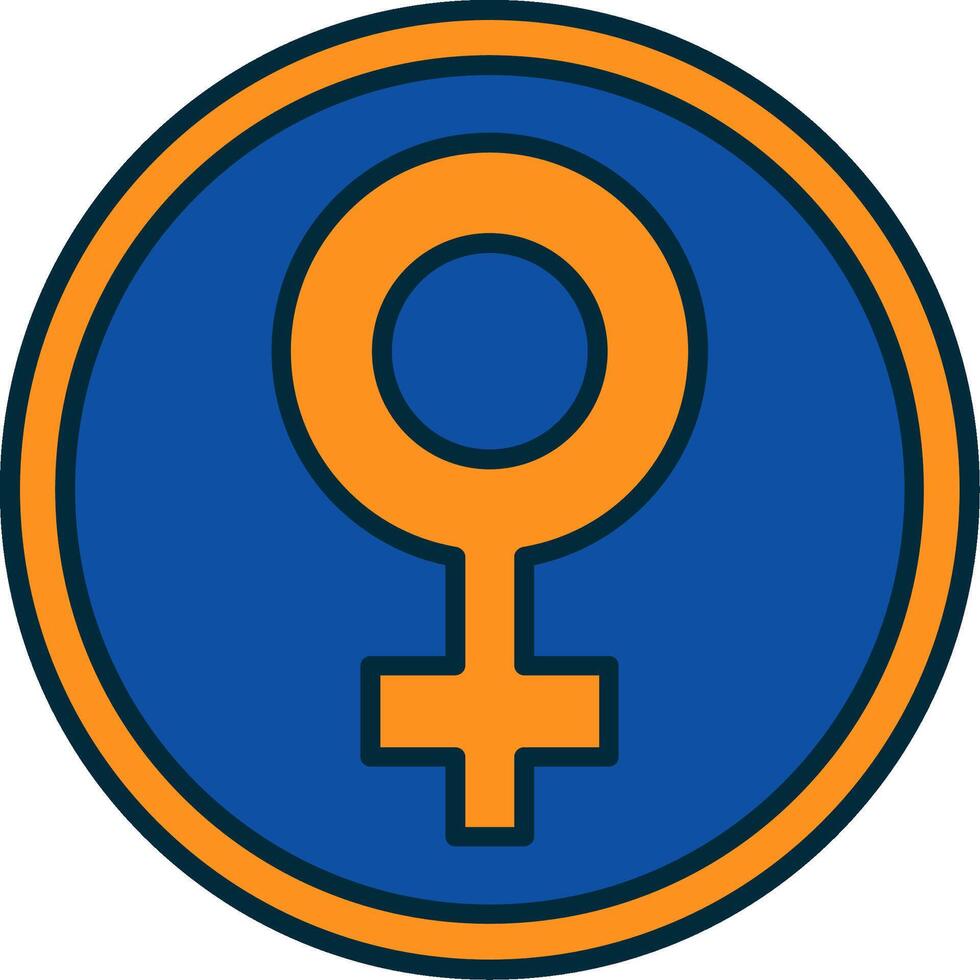 femelle symbole ligne rempli deux couleurs icône vecteur