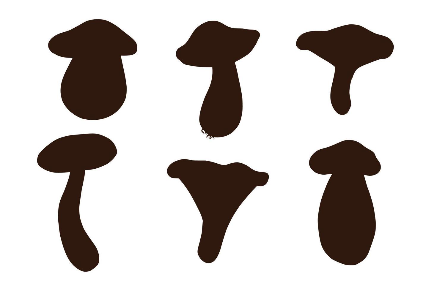 collection d'ombres de champignons forestiers. champignon blanc, russula, cèpes, girolles. ensemble de silhouettes de champignons comestibles pour logo, menu, recette, impression, autocollant, design et décoration vecteur