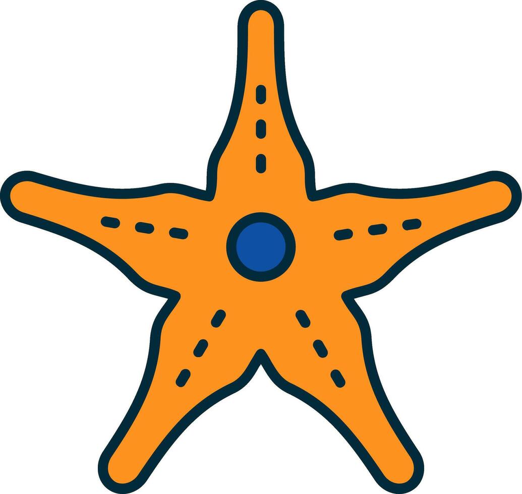 étoile de mer ligne rempli deux couleurs icône vecteur