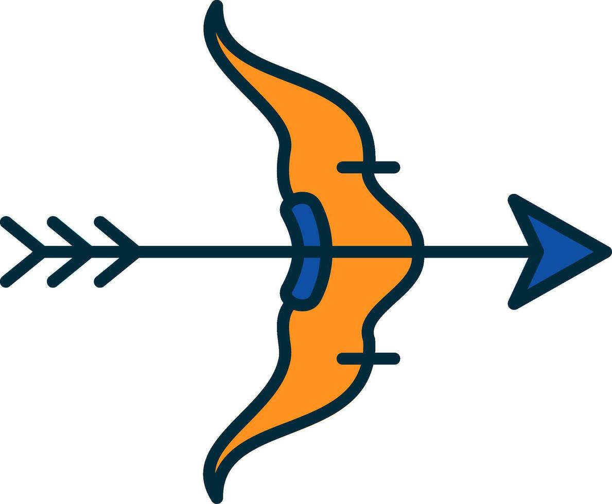 arc et La Flèche ligne rempli deux couleurs icône vecteur