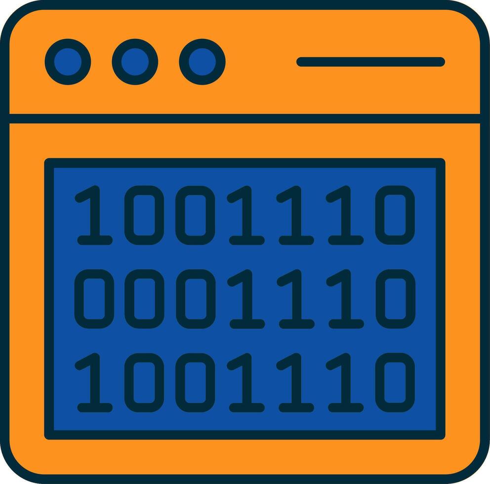 binaire code ligne rempli deux couleurs icône vecteur