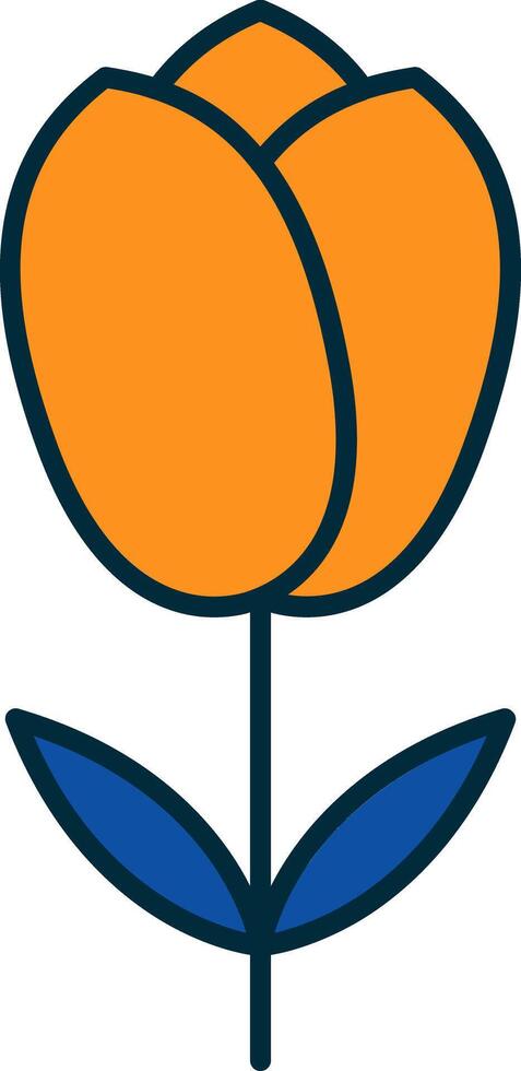 tulipe ligne rempli deux couleurs icône vecteur